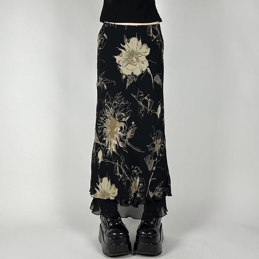 VVZ Women's Floral Tiered Fishtail Skirt