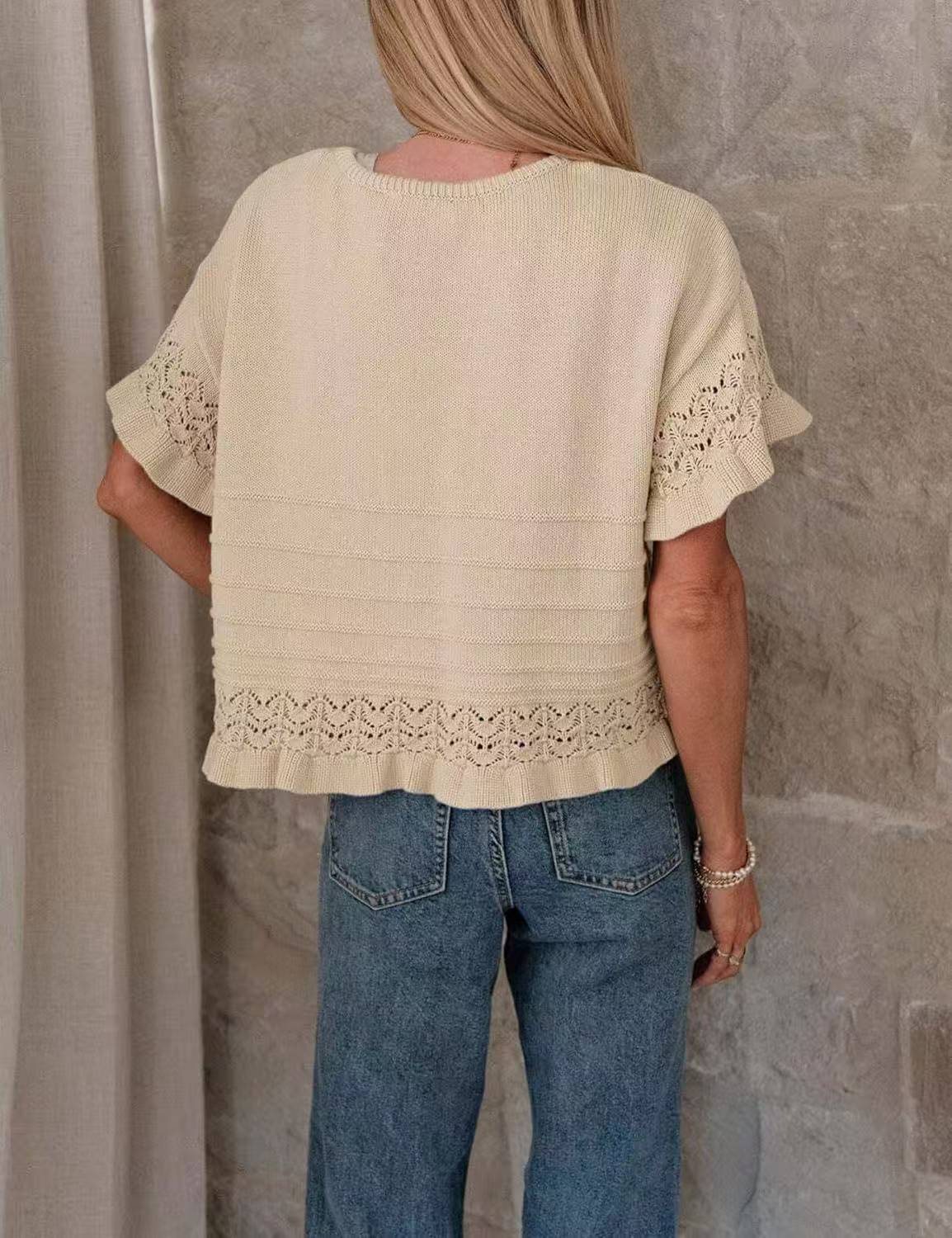 VVZ Women's Crocheted and Knitted Top