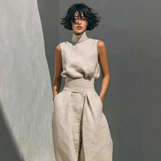 VVZ Elegant and stylish solid-color two-piece women's outfit