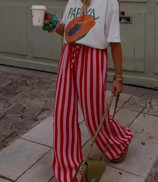 VVZ Women's Spring & Fall Fashion Drawstring Loose Wide-Leg Pants