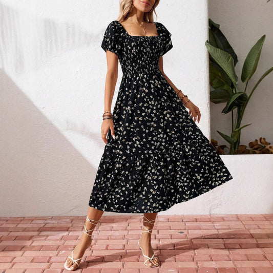 VVZ Women's Casual Printed Ruffle Dress
