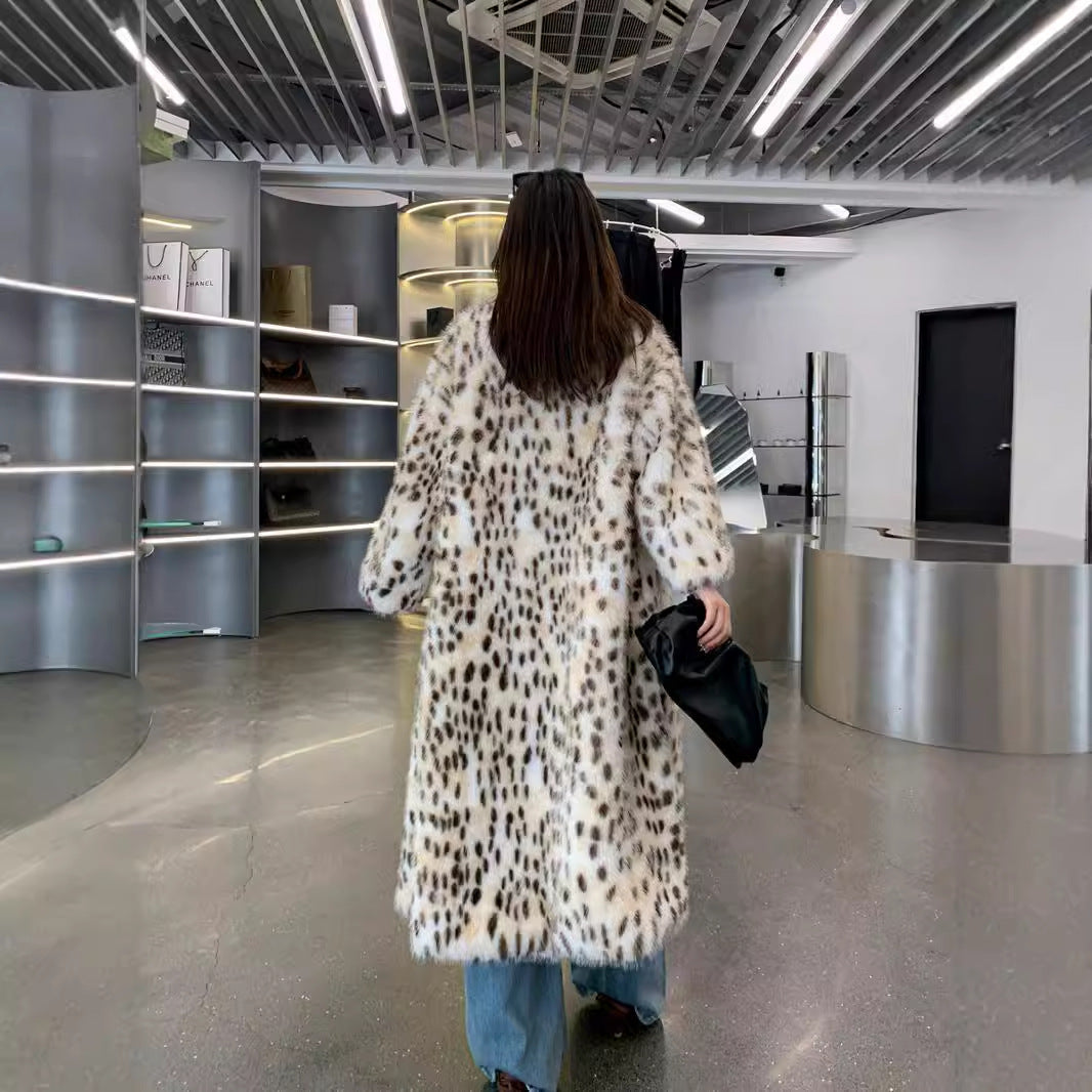 VVZ Women's leopard-print faux fur coat