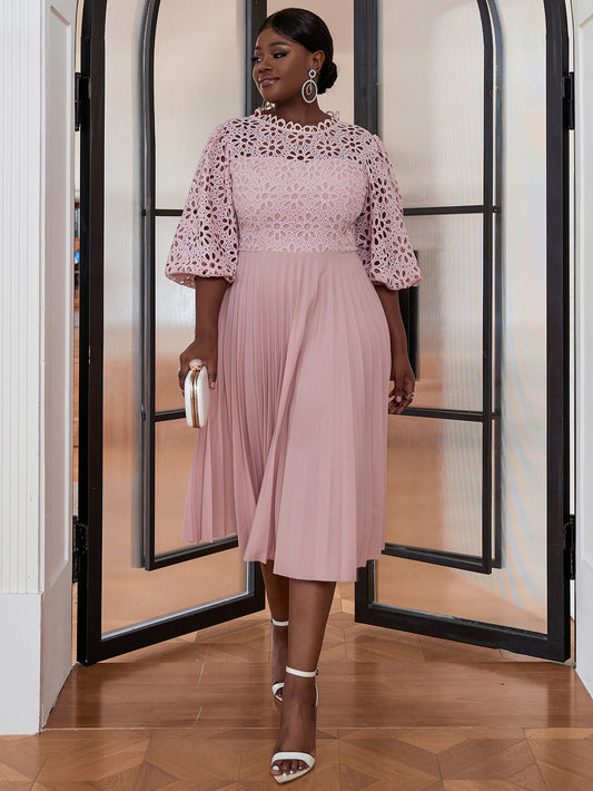 VVZ Solid-Color Open-Front Crocheted Lace Shawl Dress
