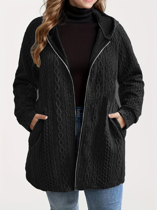 VVZ Plus Size Women's Solid Color Pocket Coat