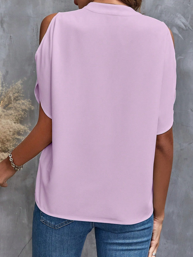 VVZ Women's Solid-Color Slim-Fit Casual T-Shirt