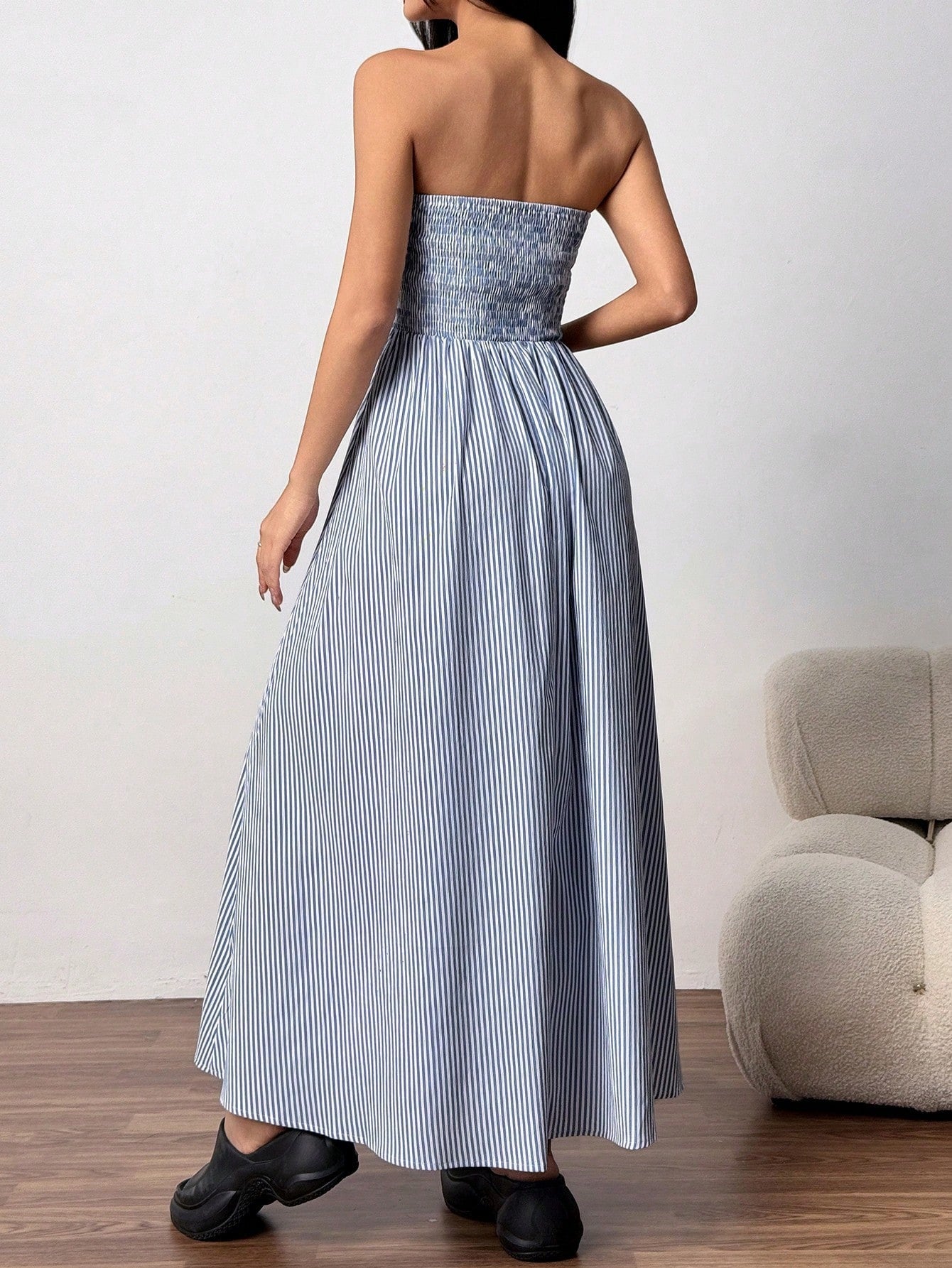 VVZ Women's Striped Strapless Dress