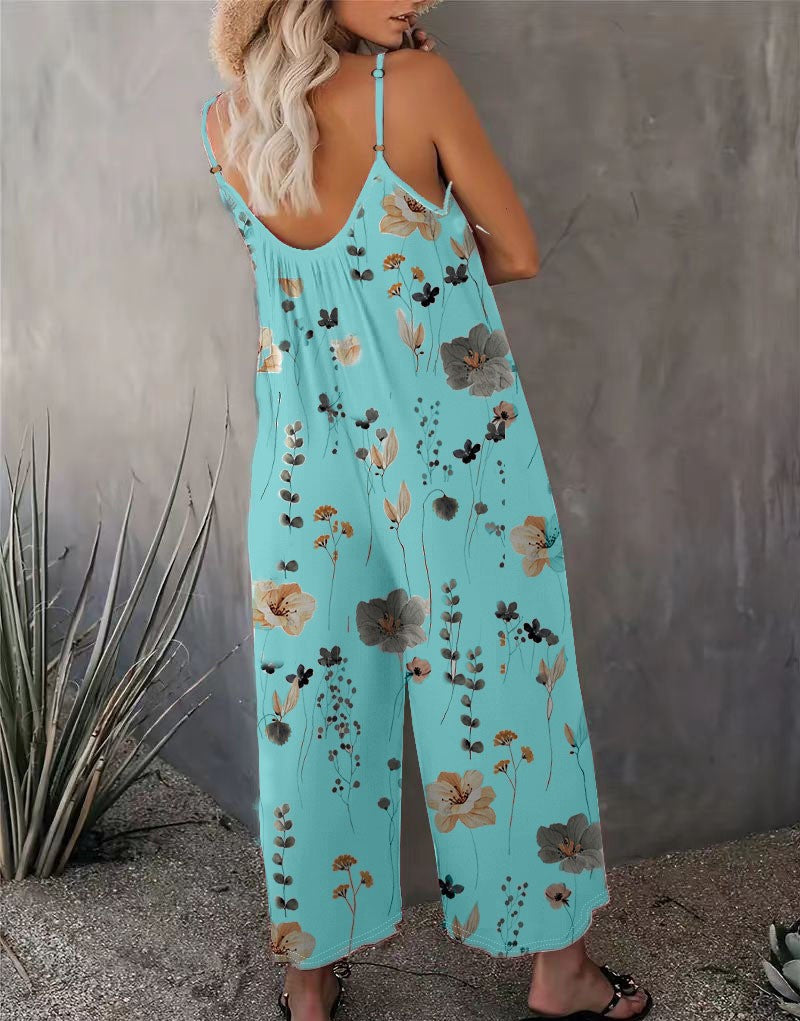 VVZ Comfortable, Loose-Fitting Floral Jumpsuit