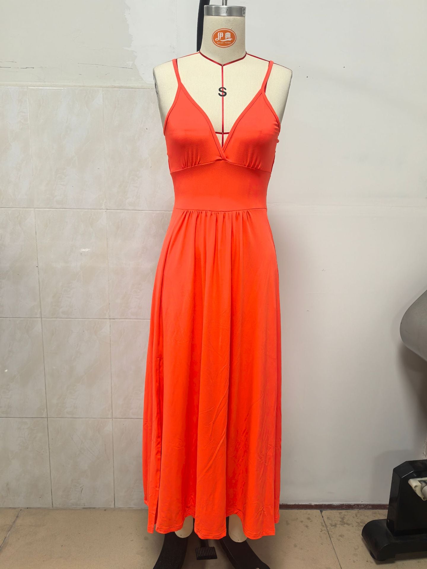 VVZ Women's Solid-Color Slim-Fit Strappy Dress