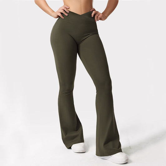 VVZ Womens Wide Leg Crossover High Waisted Yoga Pants