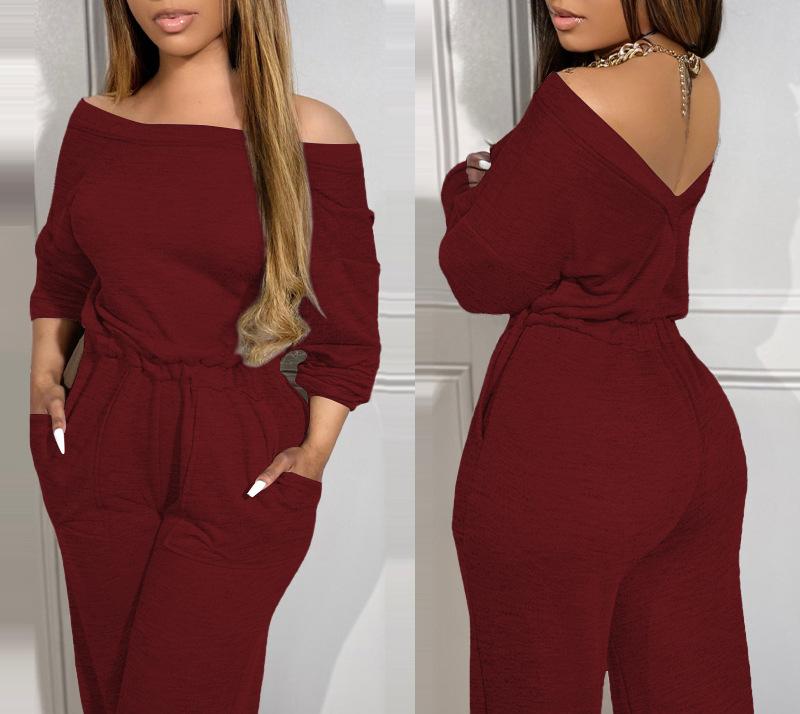 VVZ Women's Off Shoulder Jumpsuit