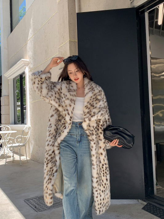 VVZ Women's leopard-print faux fur coat