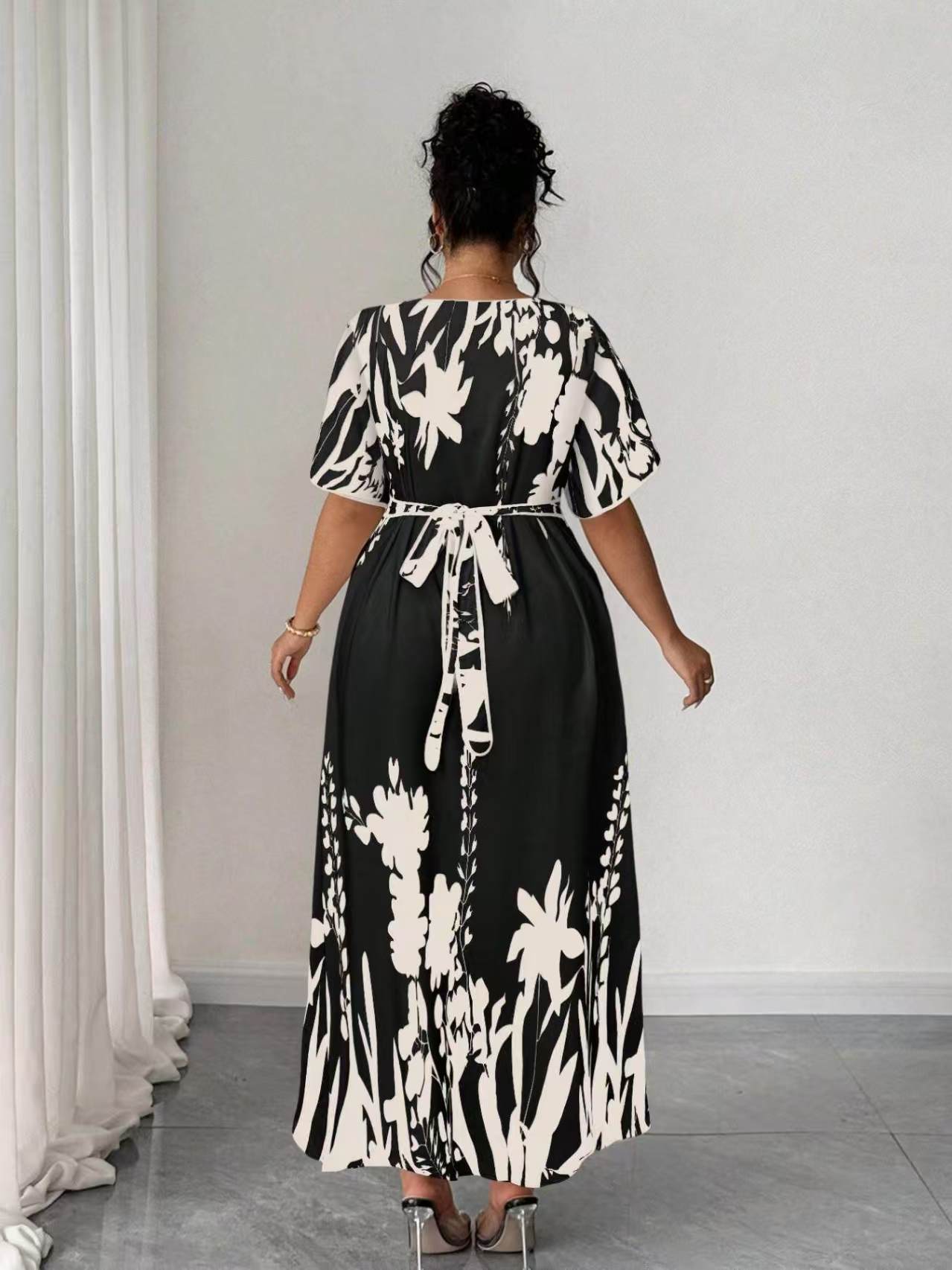 VVZ Elegant Plus Size Printed Dress