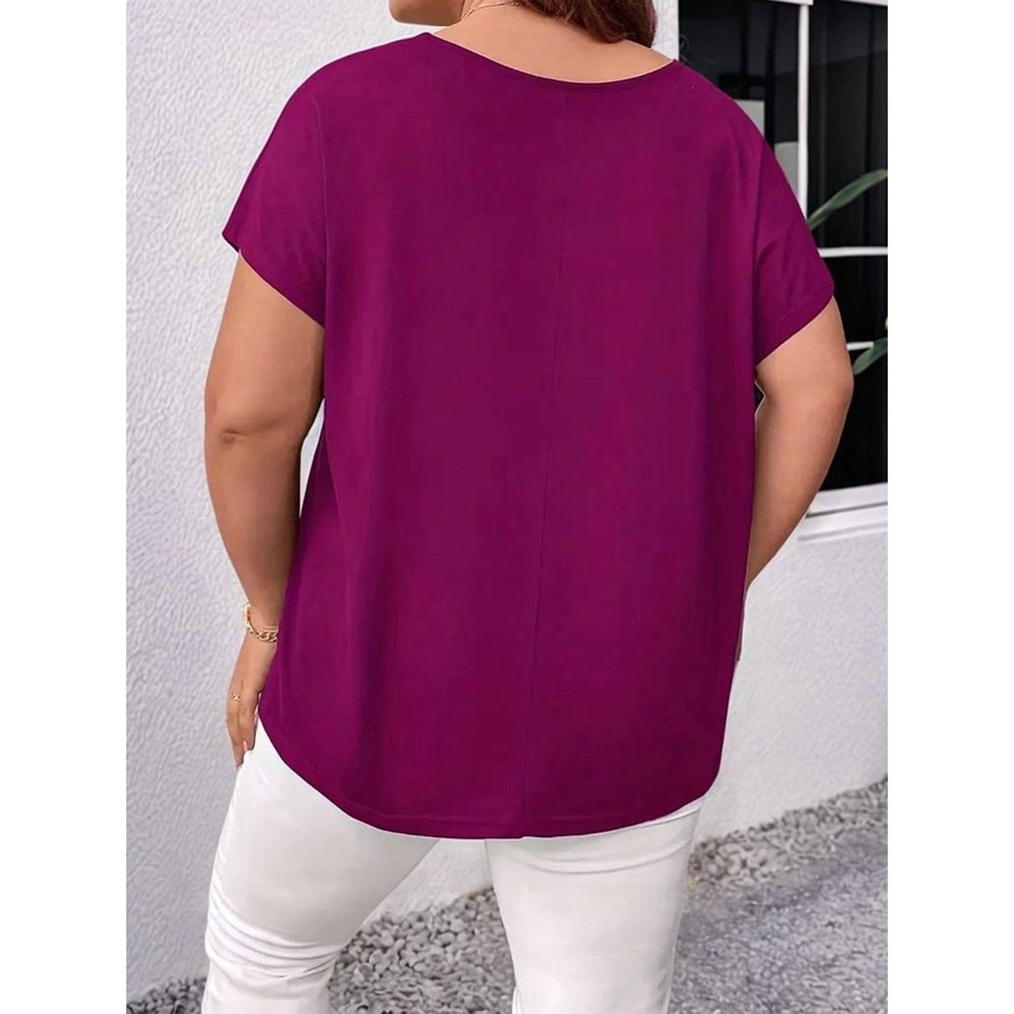 VVZ Plus-Size Short-Sleeve Off-Shoulder T-Shirt