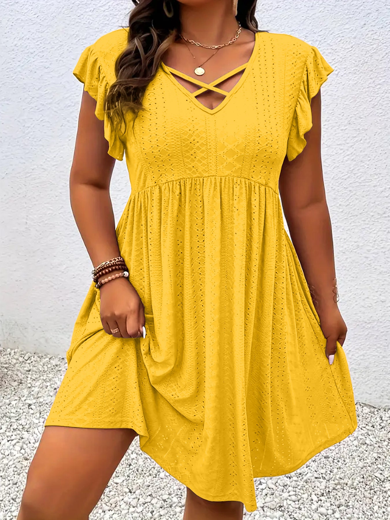 VVZ Solid-Color Cutout Dress