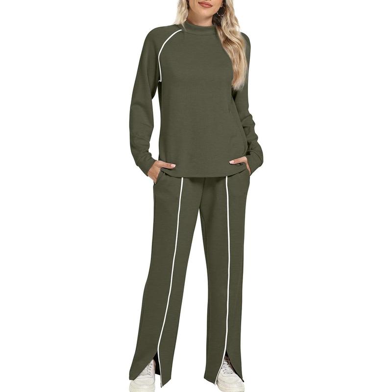 VVZ Women's 2 Piece Lounge Set Wide Leg Pant Matching Sets