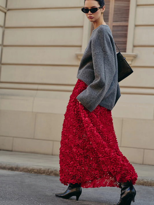 VVZ High-Waist Rosette Skirt