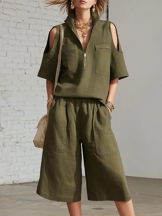 VVZ Loose, breathable short-sleeved top and shorts