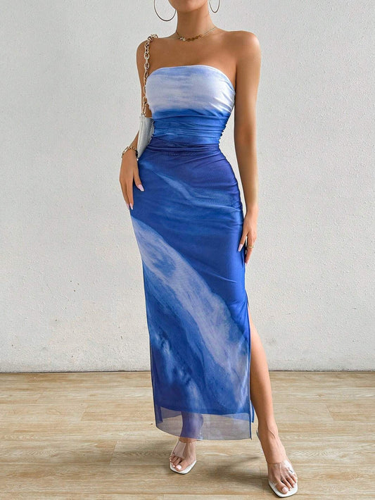 VVZ Spring/Summer Tie-Dye Strapless Dress