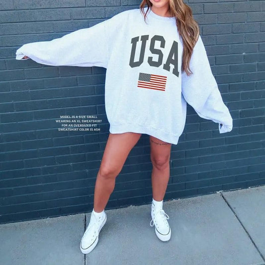 VVZ USA Sweatshirt Faded Vintage Style Aesthetic