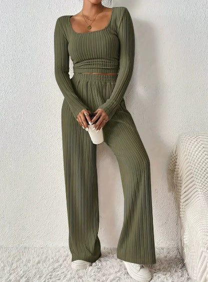 VVZ Women's Spring Summer Long Sleeve Top & Pants Lounge Set