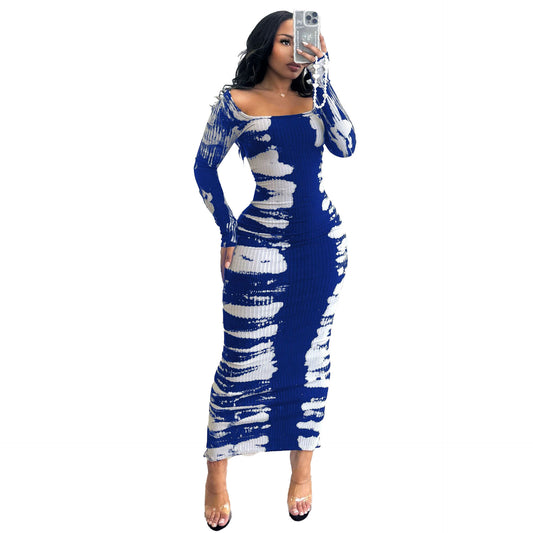 VVZ Women's U-Neck Ribbed Dress