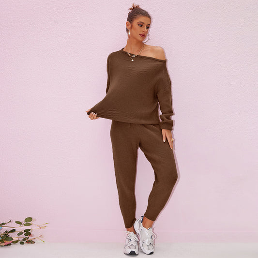 VVZ Women's knitwear set for autumn and winter: loose sweater paired with casual pants