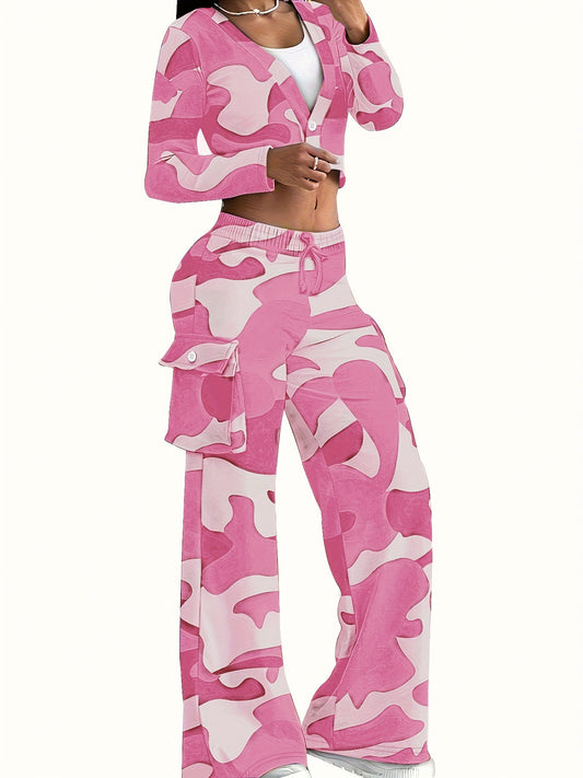 VVZ Women's Fashion Camo Print Two-Piece Set