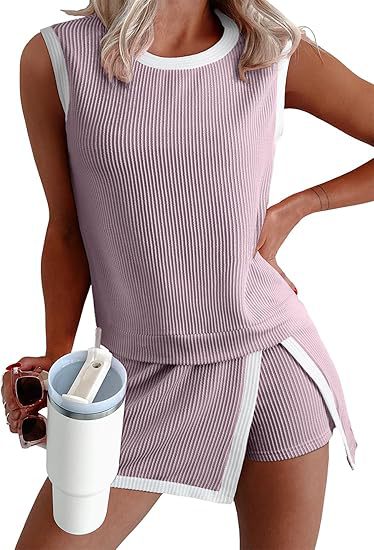 VVZ Women's Sleeveless Knit Top & Split Lined Skirt Two Pieces