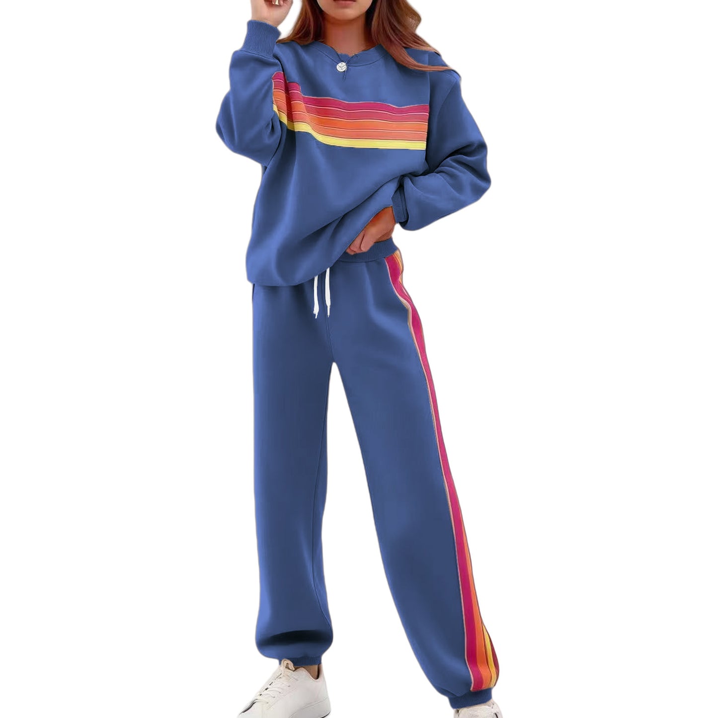 VVZ Rainbow Stripe Hoodie Set