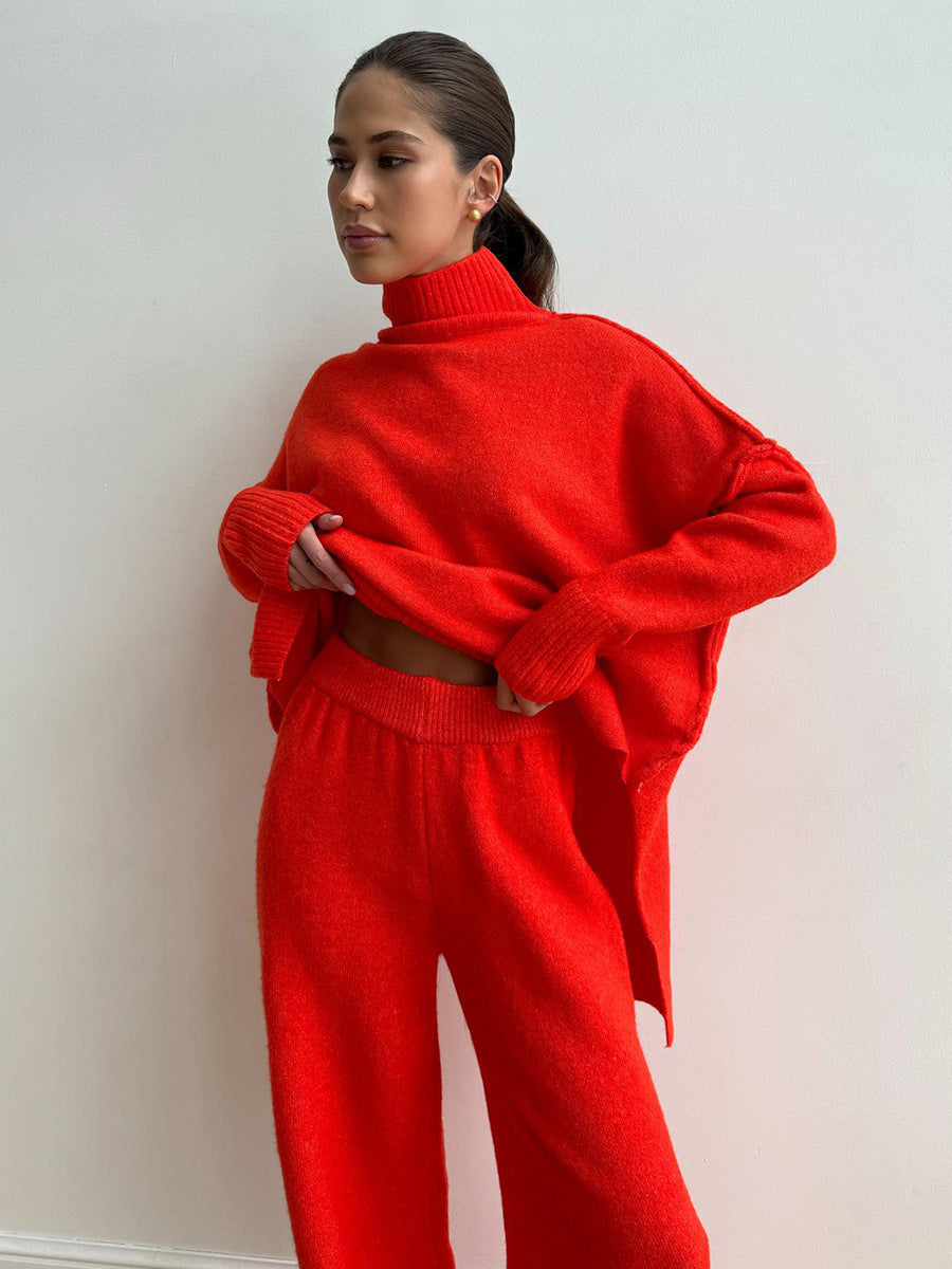 VVZ Lazy Thickened Knit Pants Suit Loose
