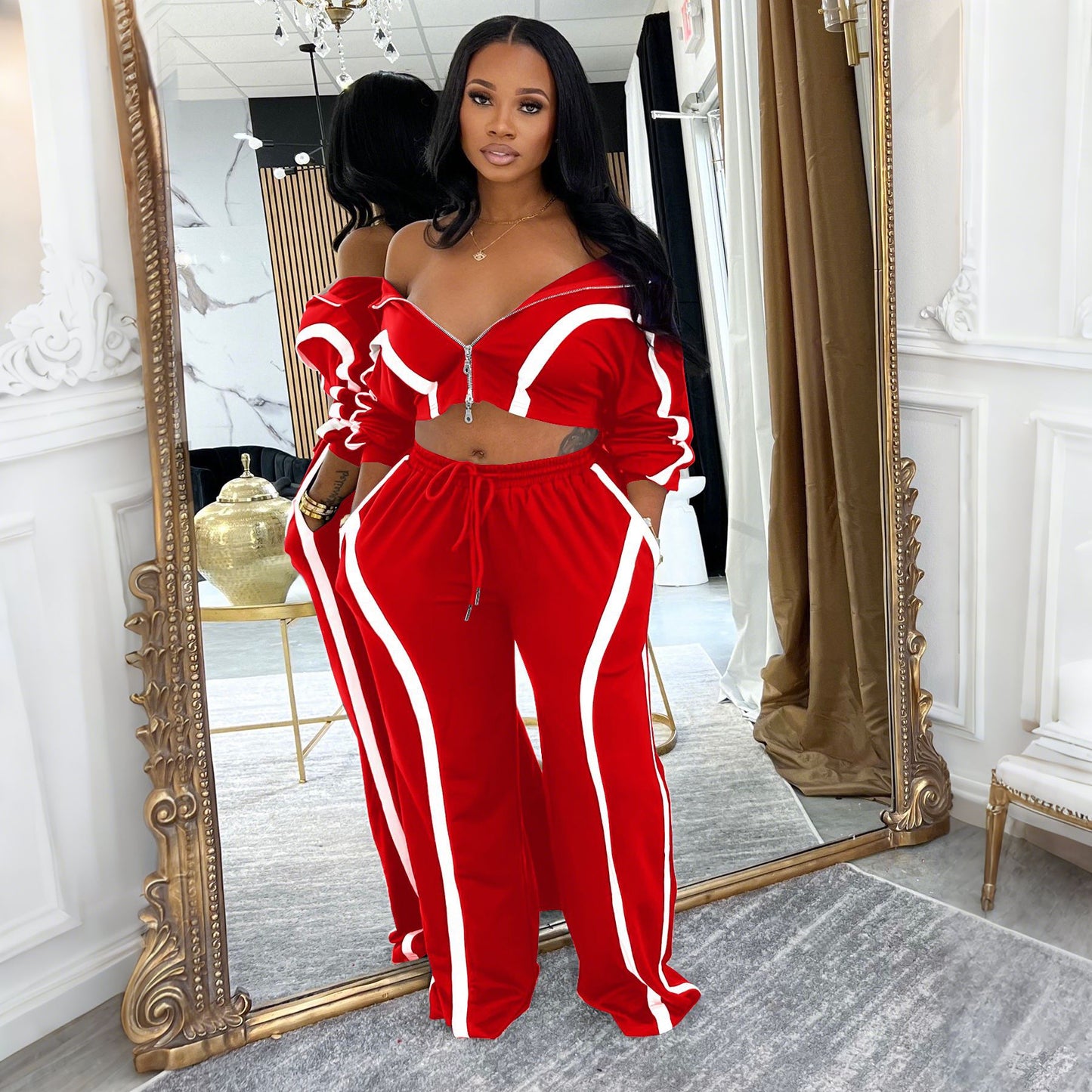 VVZ Street Style Women's Two-Piece Sports Set