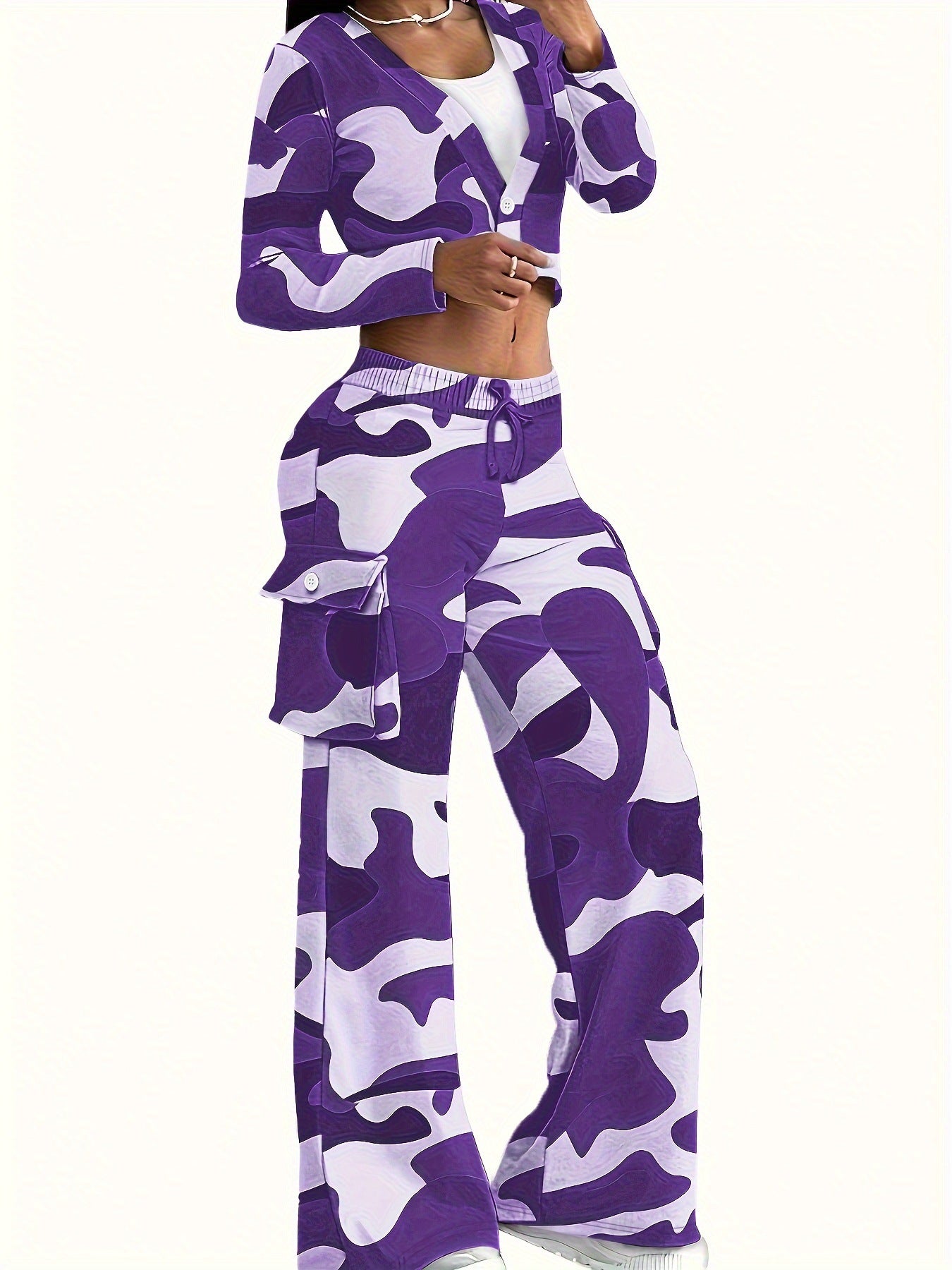 VVZ Women's Fashion Camo Print Two-Piece Set