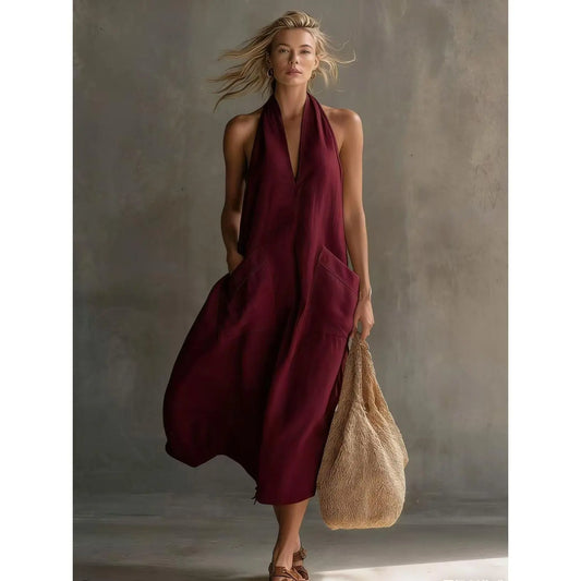VVZ Women's Long Halter Dress