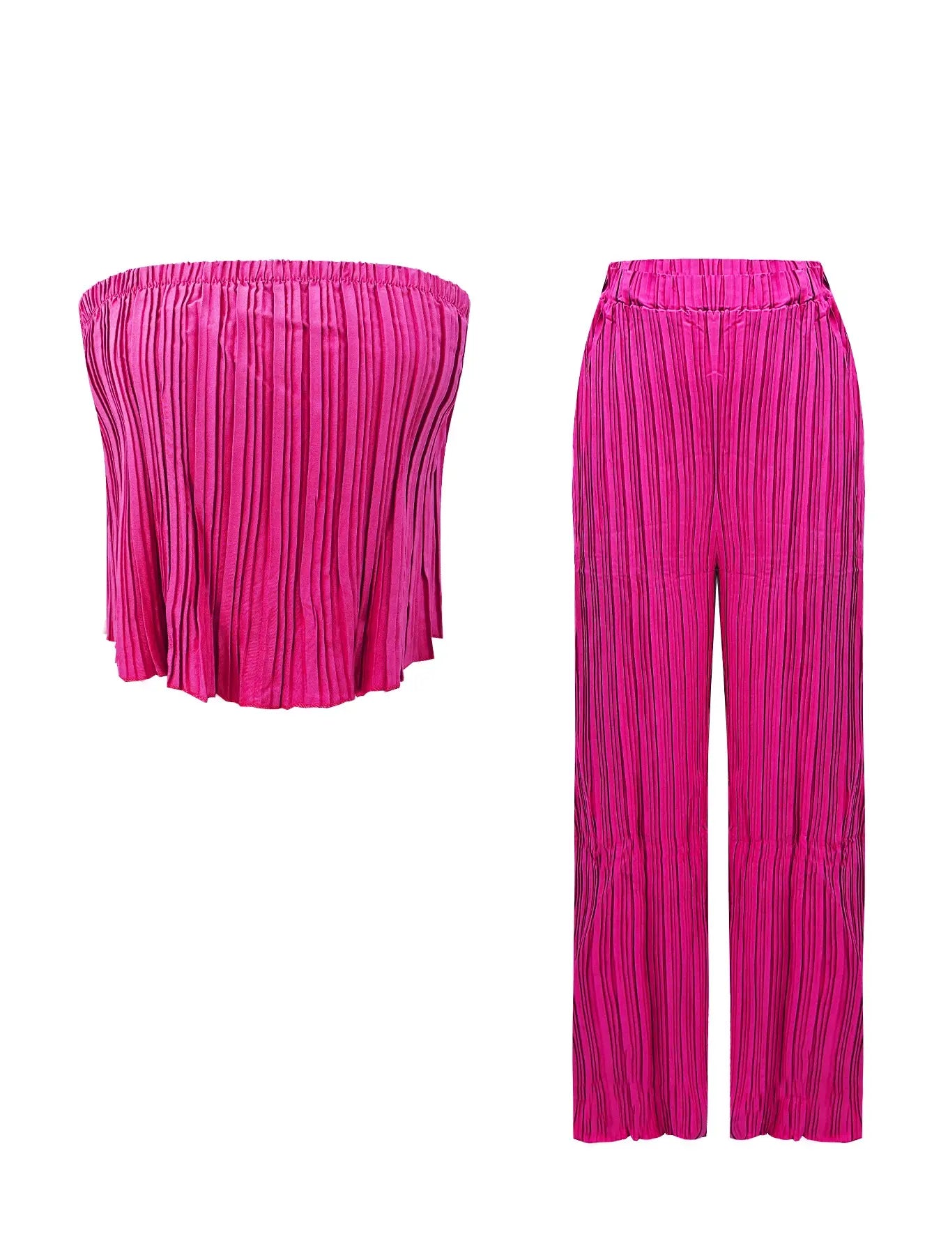 VVZ Strapless Top and Wide-Leg Pants