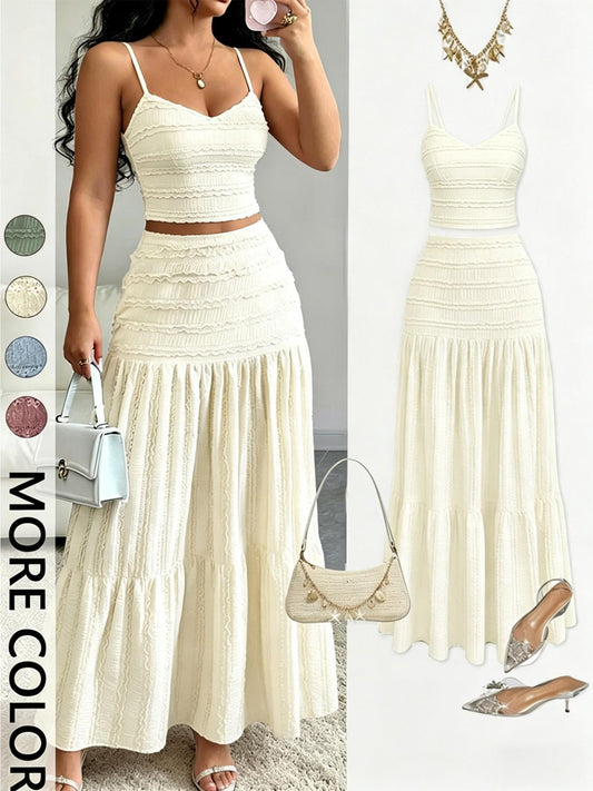 VVZ Women's Sleeveless Lightweight Cropped Top and Skirt