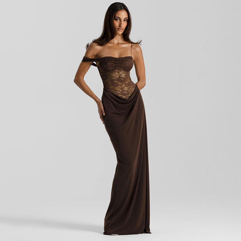 VVZ Women's Sexy Slim-Fit Lace Sleeveless Dress with Spaghetti Straps