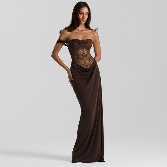 VVZ Women's Sexy Slim-Fit Lace Sleeveless Dress with Spaghetti Straps