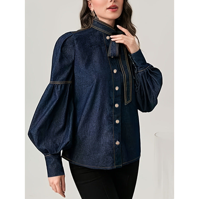 VVZ Women's Printed Tie-Neck Blouse