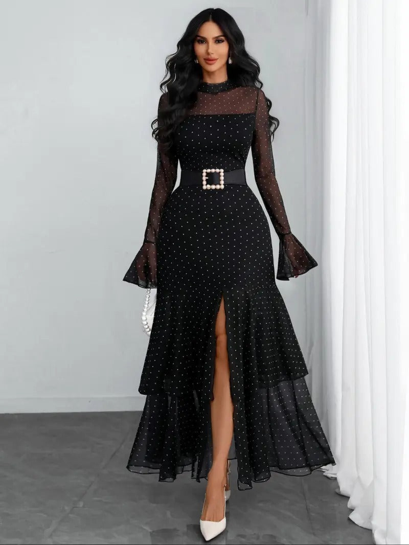 VVZ Women's Long-Sleeve Dress（Belt not included)