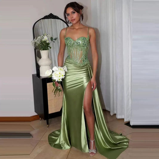VVZ Women's Strapless Long Satin Evening Gown