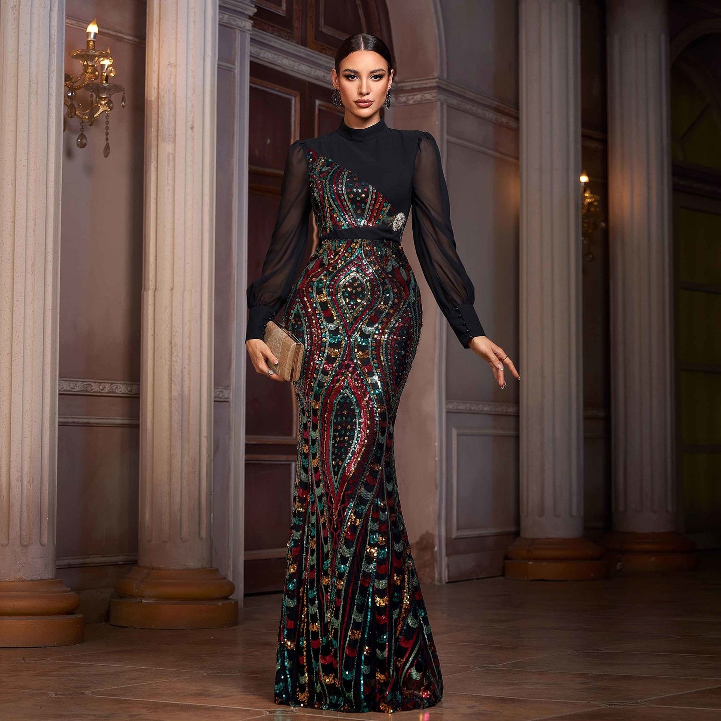 VVZ Women's Sequin-Paneled Party Dress