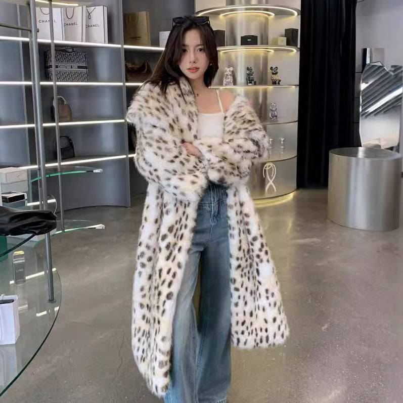 VVZ Women's leopard-print faux fur coat