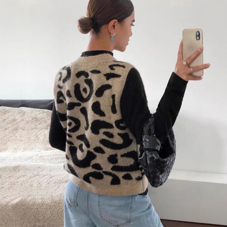 VVZ Women's Leopard Print Sweater Vest