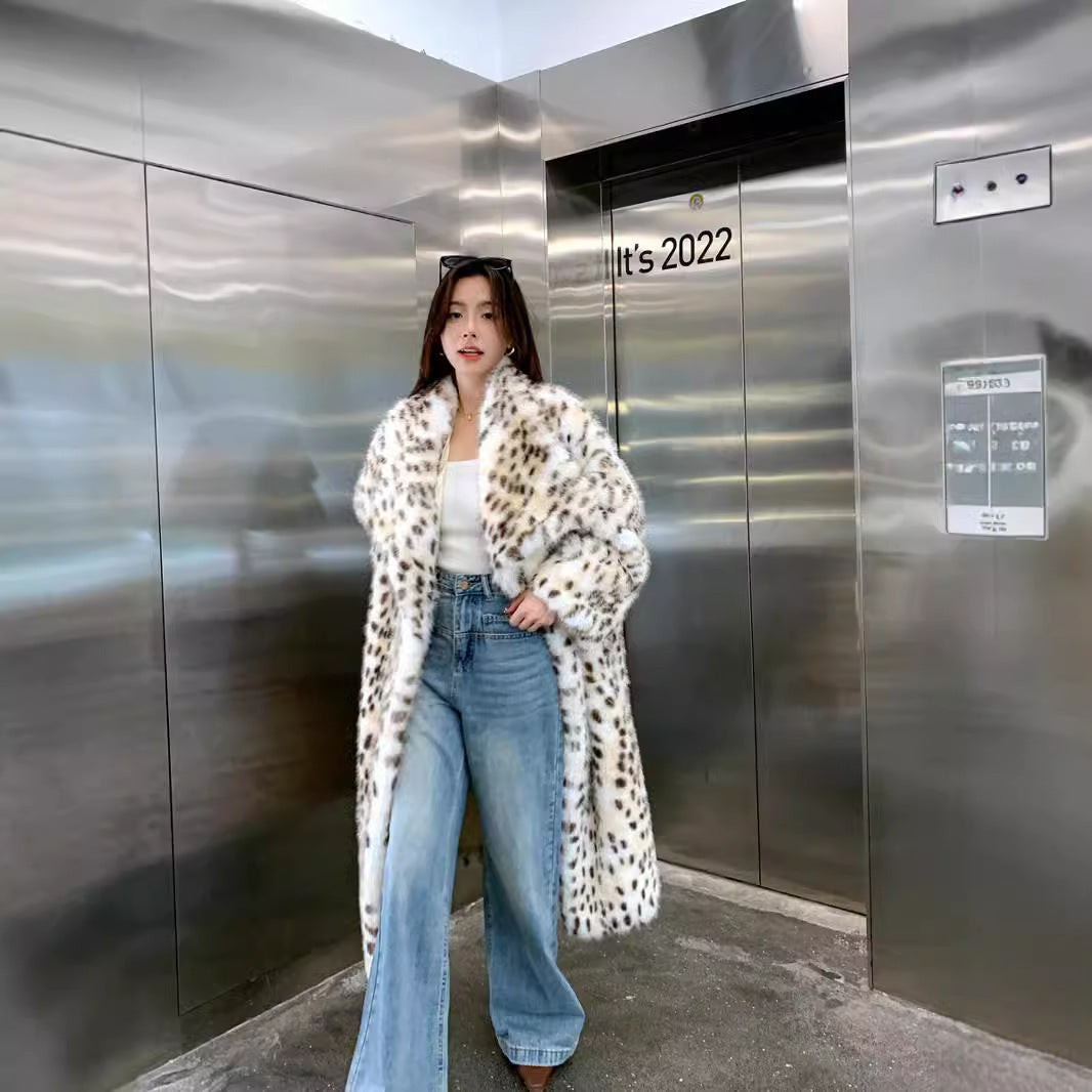 VVZ Women's leopard-print faux fur coat