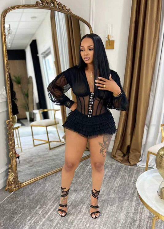 VVZ Sheer Mesh Bodysuit Romper