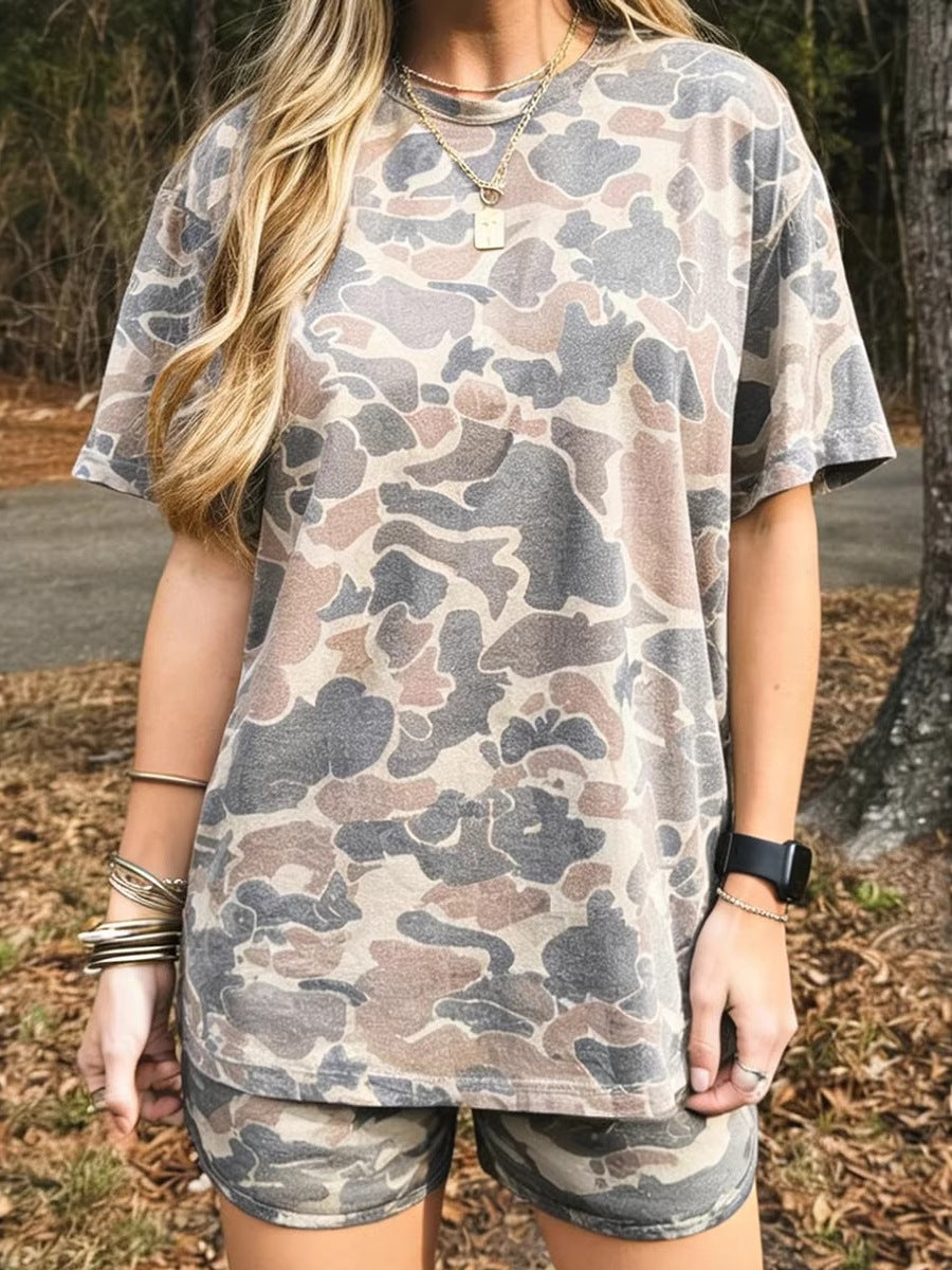 VVZ Women's casual short-sleeve T-shirt and drawstring shorts