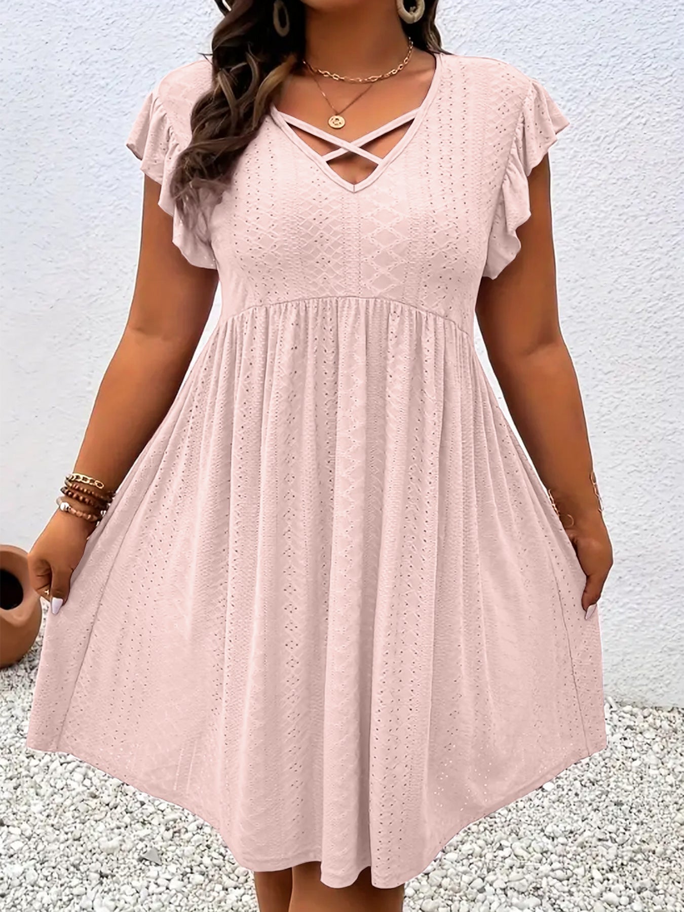 VVZ Solid-Color Cutout Dress
