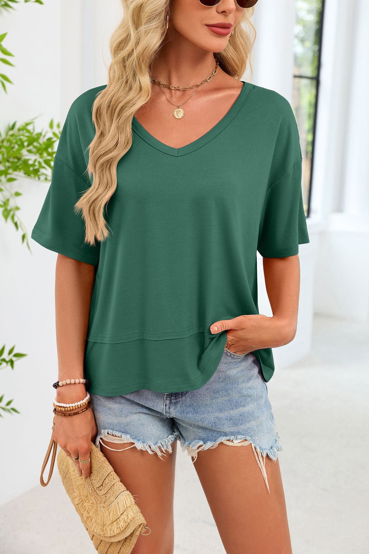 VVZ Casual Flowy Short-Sleeve Top