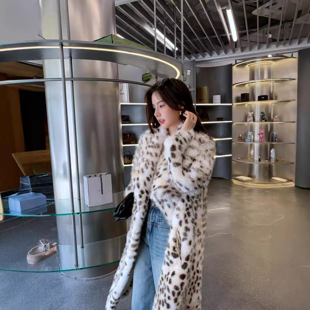 VVZ Women's leopard-print faux fur coat