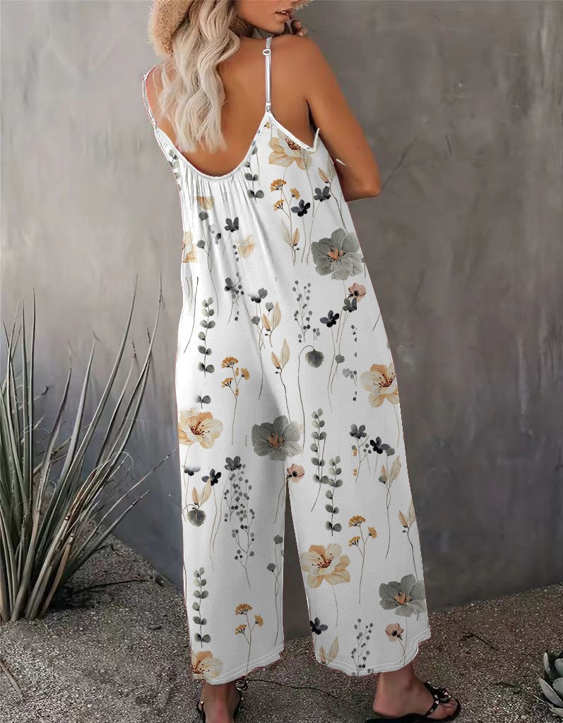 VVZ Comfortable, Loose-Fitting Floral Jumpsuit